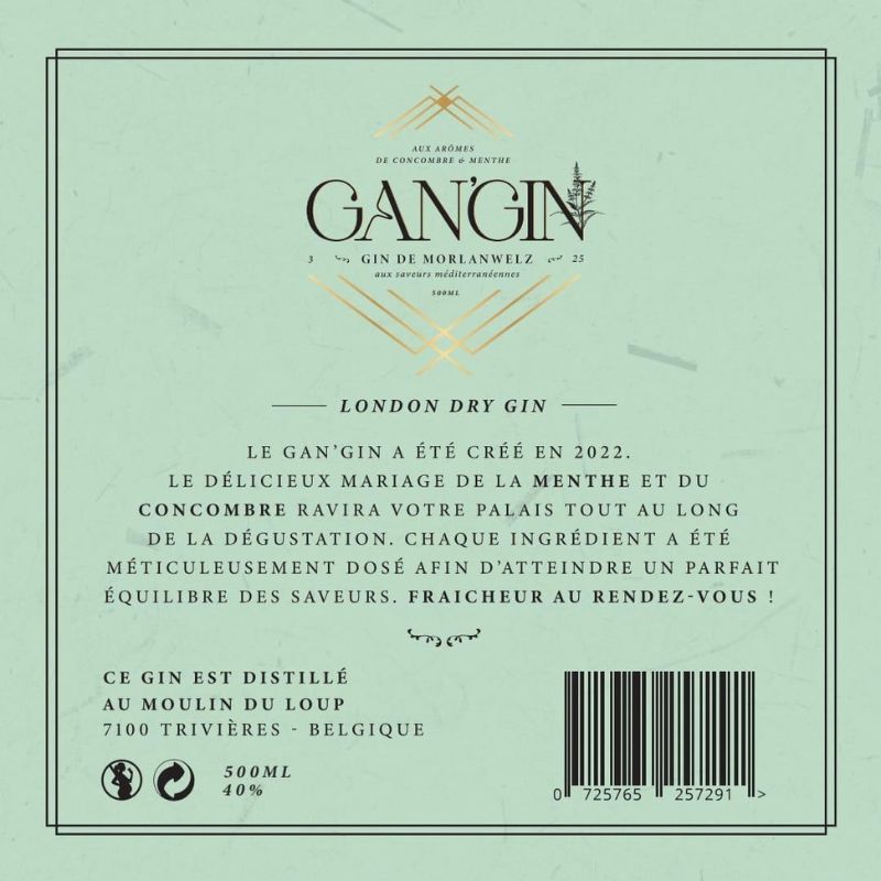 Gin with mint and cucumber flavors